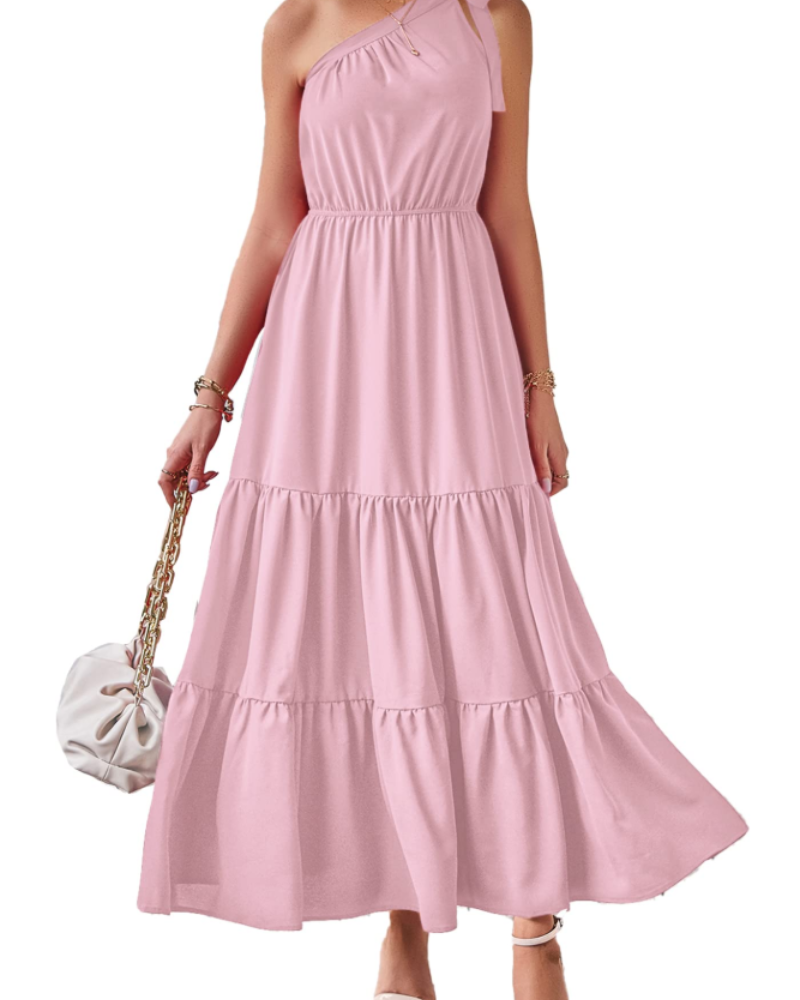 Avira Abito Donna – Abito Maxi Asymétrique a Fiori One Shoulder, Linea Fluida Bohémien Estate