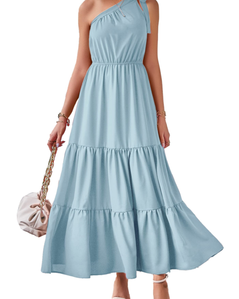 Avira Abito Donna – Abito Maxi Asymétrique a Fiori One Shoulder, Linea Fluida Bohémien Estate