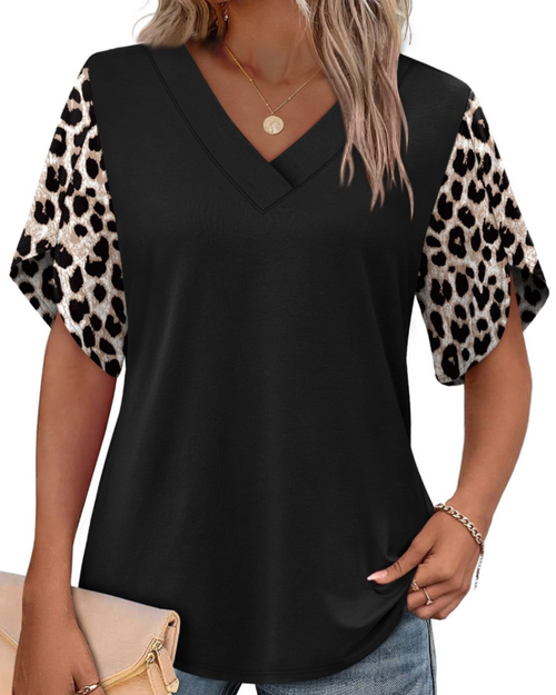 Ayla Top Donna – Blusa Scollo a V con Manches Pétales Eleganti, Linea Fluida Estate