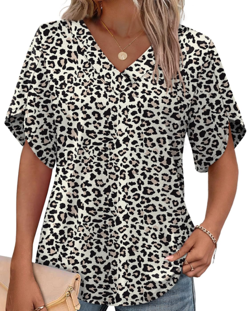 Ayla Top Donna – Blusa Scollo a V con Manches Pétales Eleganti, Linea Fluida Estate