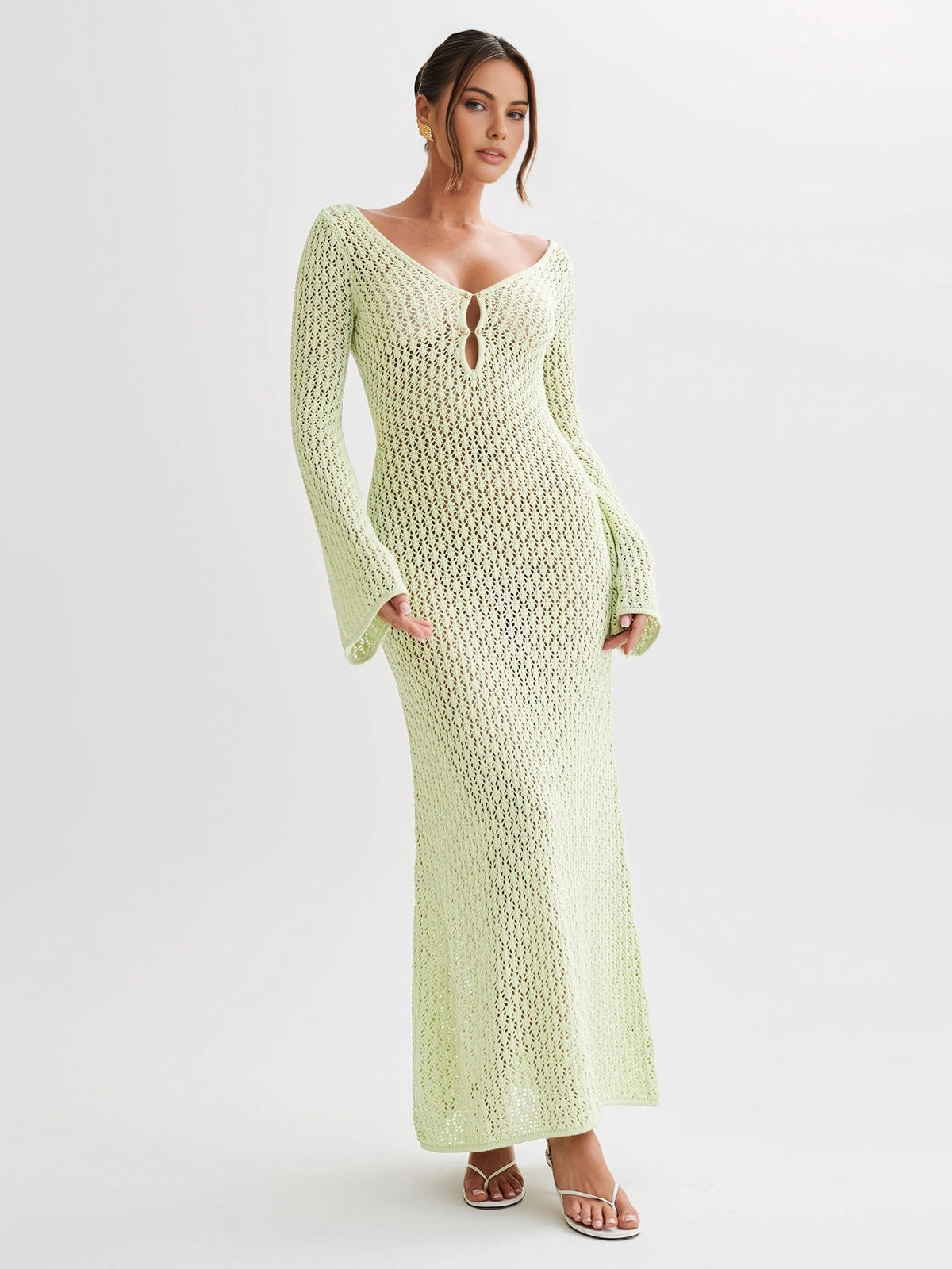 Robe di Plage Donna Callie – Maxi Cover-Up Leggera con Maniche Lunghe & Dos Nu