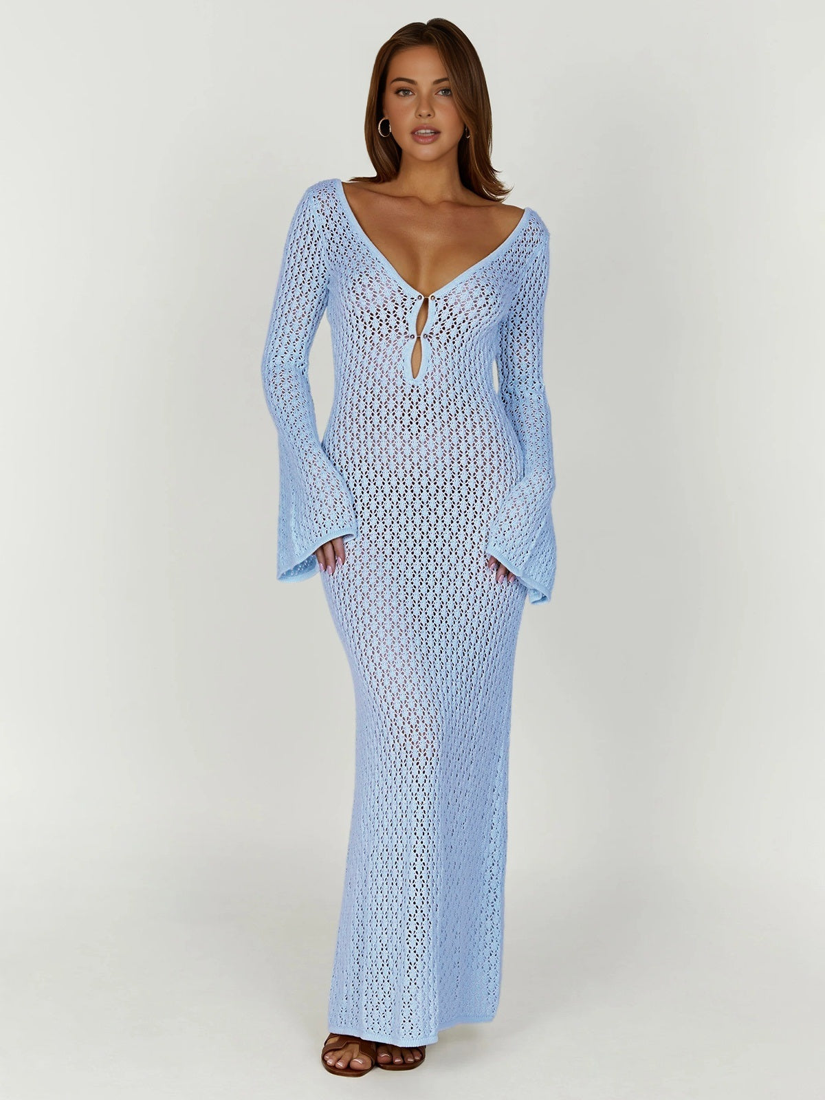 Robe di Plage Donna Callie – Maxi Cover-Up Leggera con Maniche Lunghe & Dos Nu