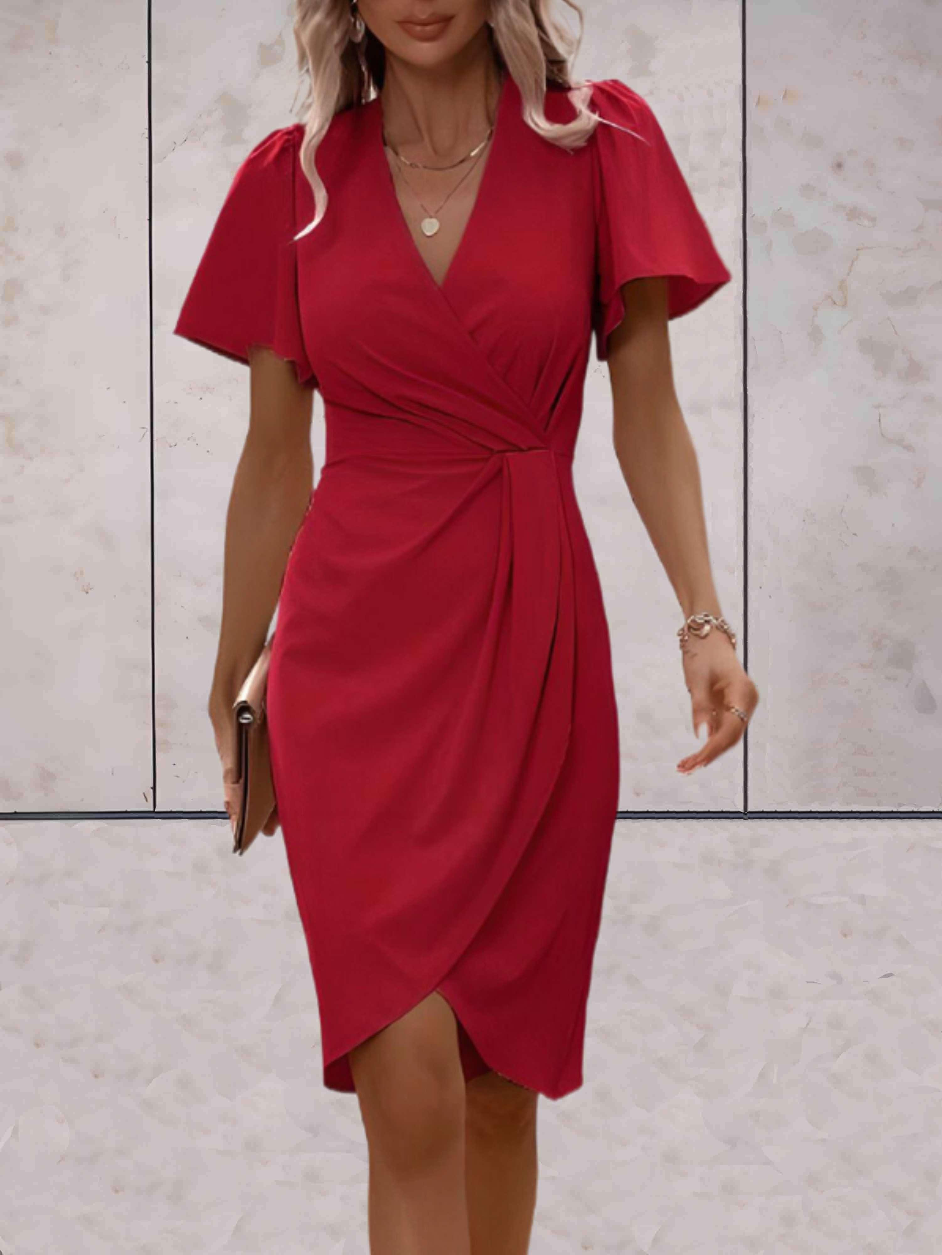 Robe Portefeuille Donna Harper – Elegante Abito Croisée con Col in V & Linea Regolabile per Toute Occasion
