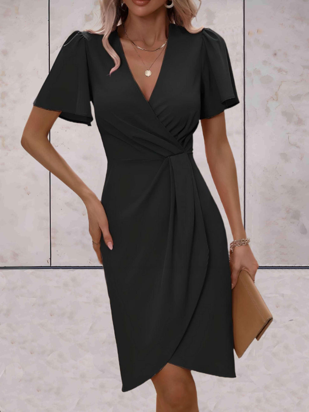 Robe Portefeuille Donna Harper – Elegante Abito Croisée con Col in V & Linea Regolabile per Toute Occasion