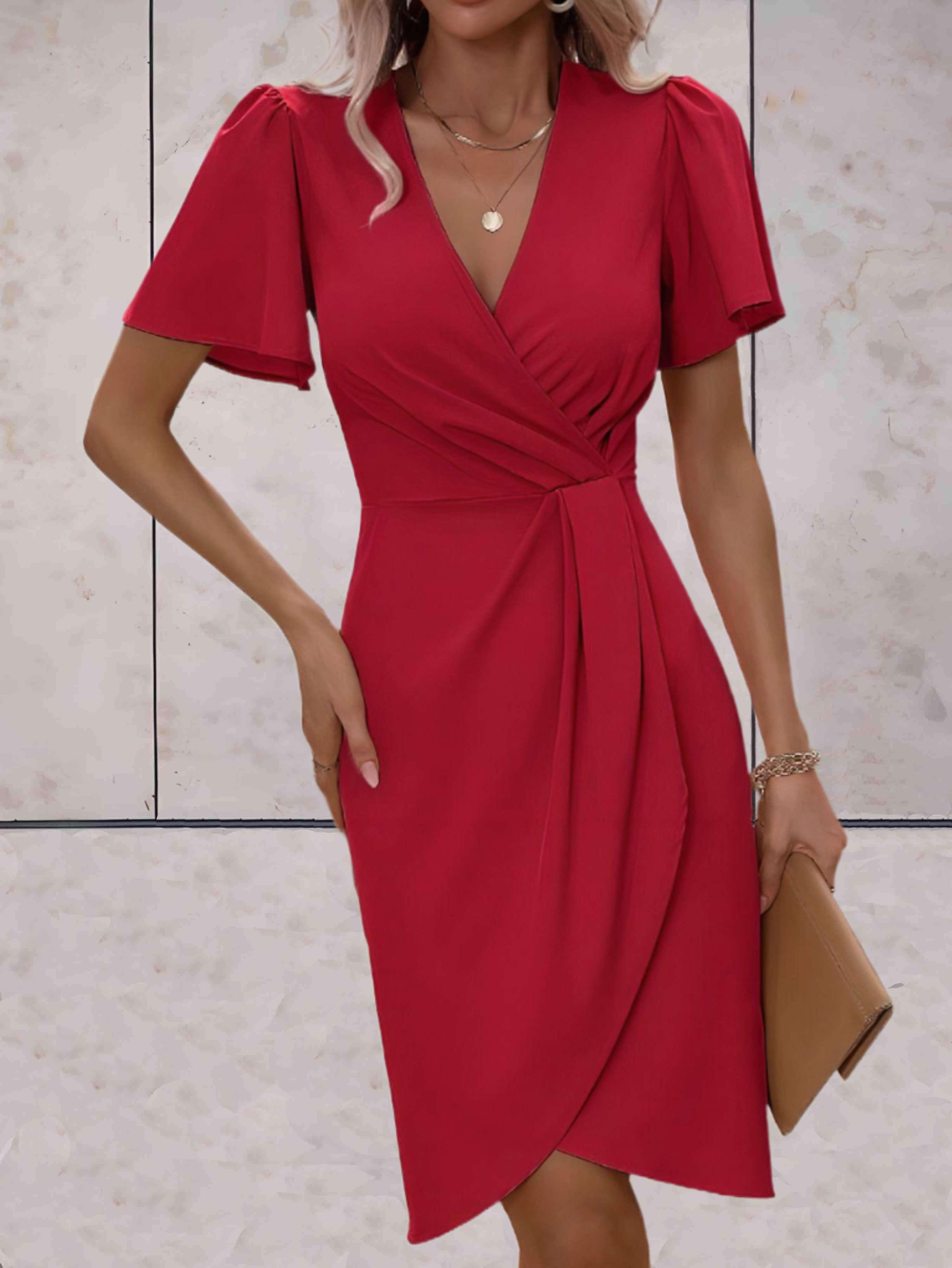 Robe Portefeuille Donna Harper – Elegante Abito Croisée con Col in V & Linea Regolabile per Toute Occasion