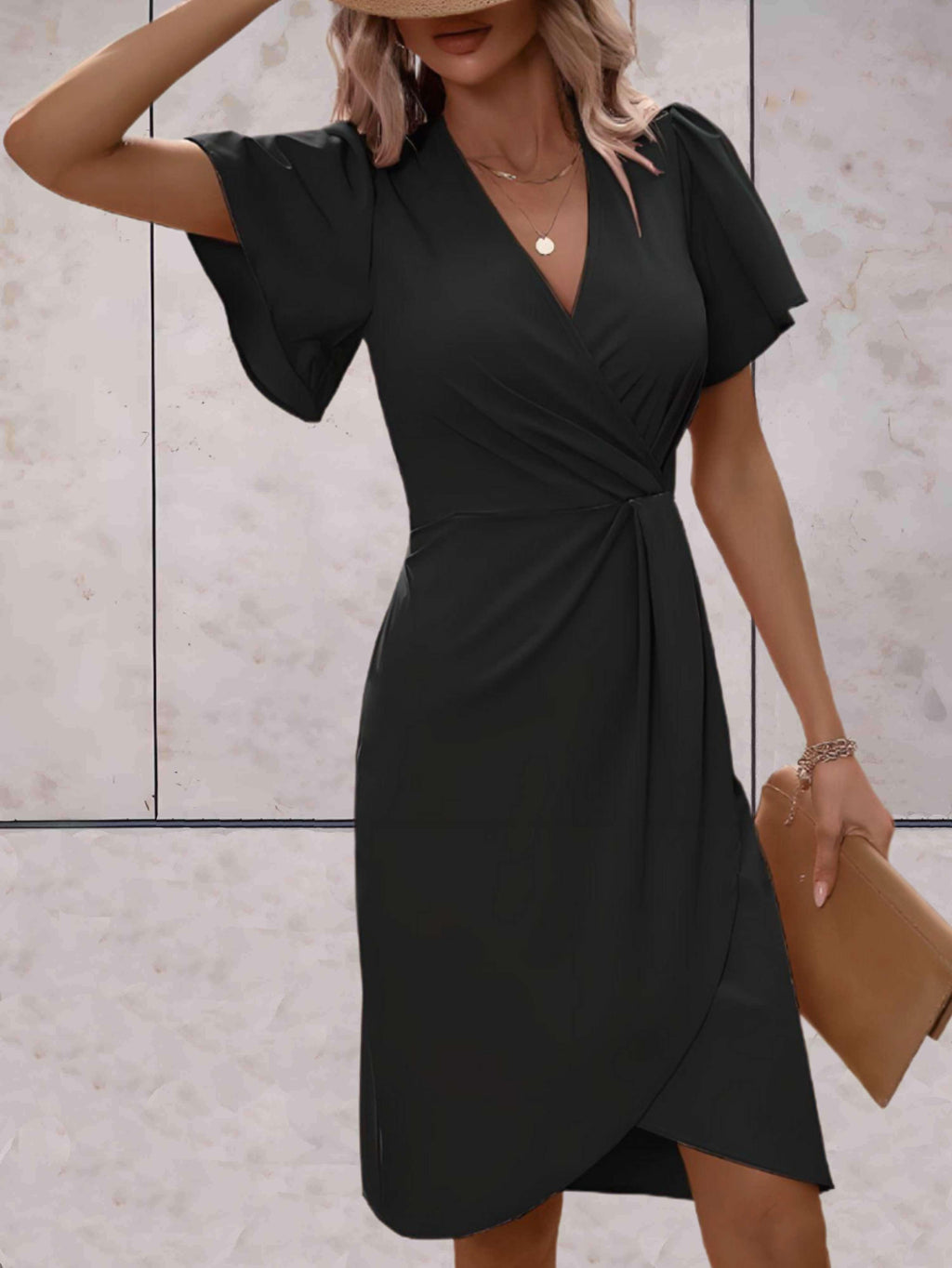 Robe Portefeuille Donna Harper – Elegante Abito Croisée con Col in V & Linea Regolabile per Toute Occasion