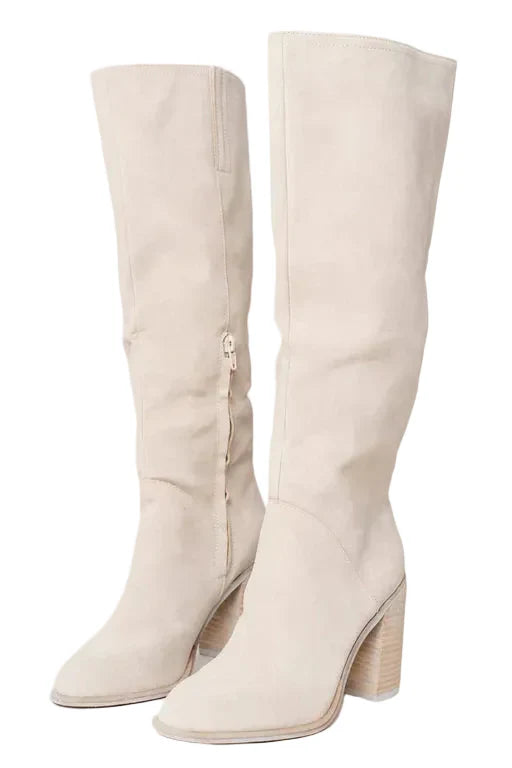 Noemie Stivali Hautes Donna Beige – Stivali Eleganti Confortevoli in Similicuir con Linea Ajustée