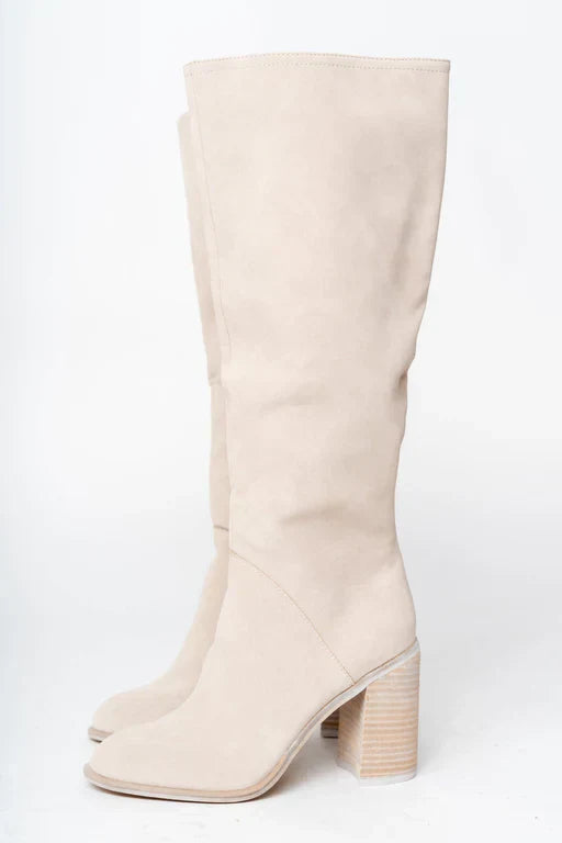 Noemie Stivali Hautes Donna Beige – Stivali Eleganti Confortevoli in Similicuir con Linea Ajustée
