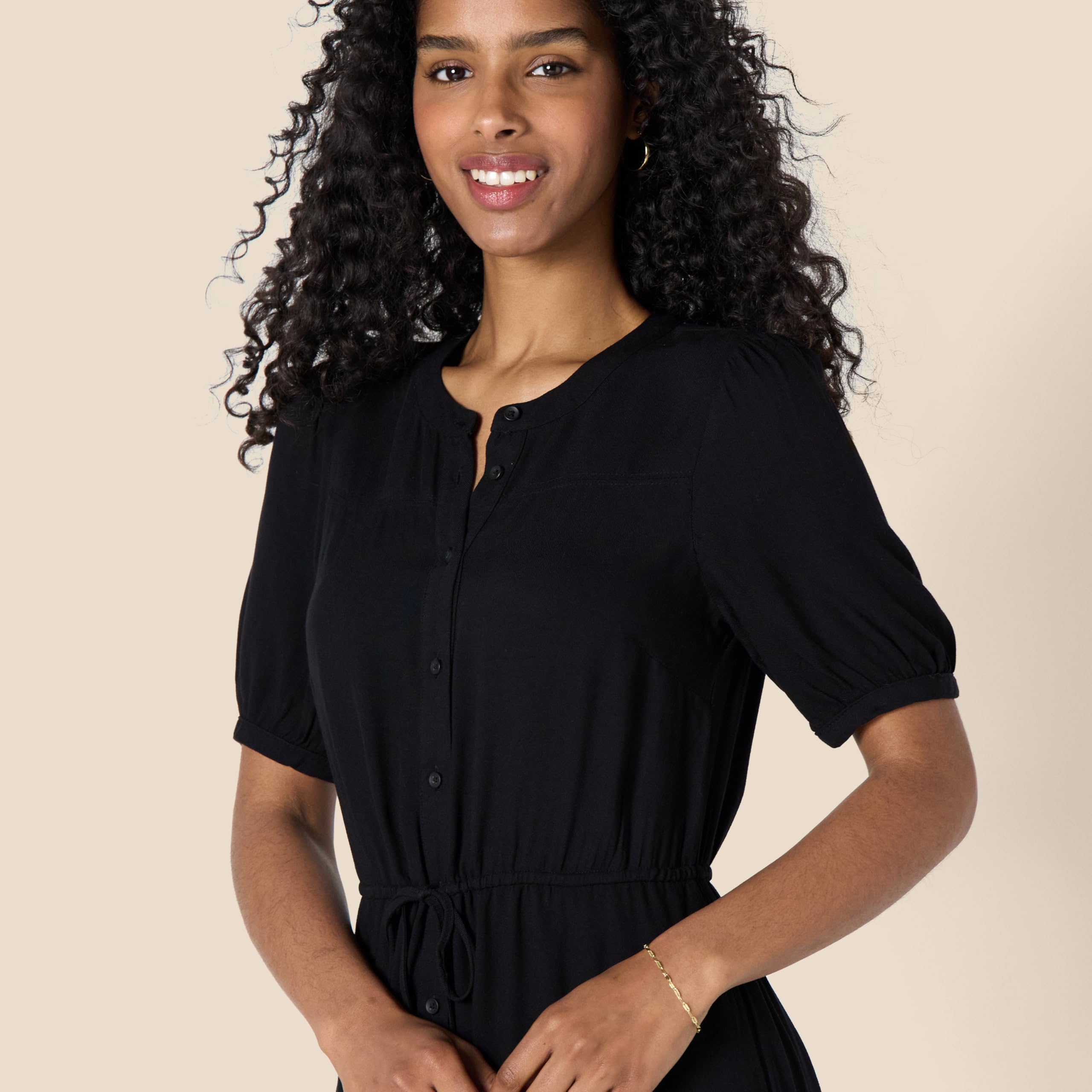 Krishna Abito Donna – Linea a Trapezio Ajustée, Maniche Corte & Gonna Évasée Midi con Tasche