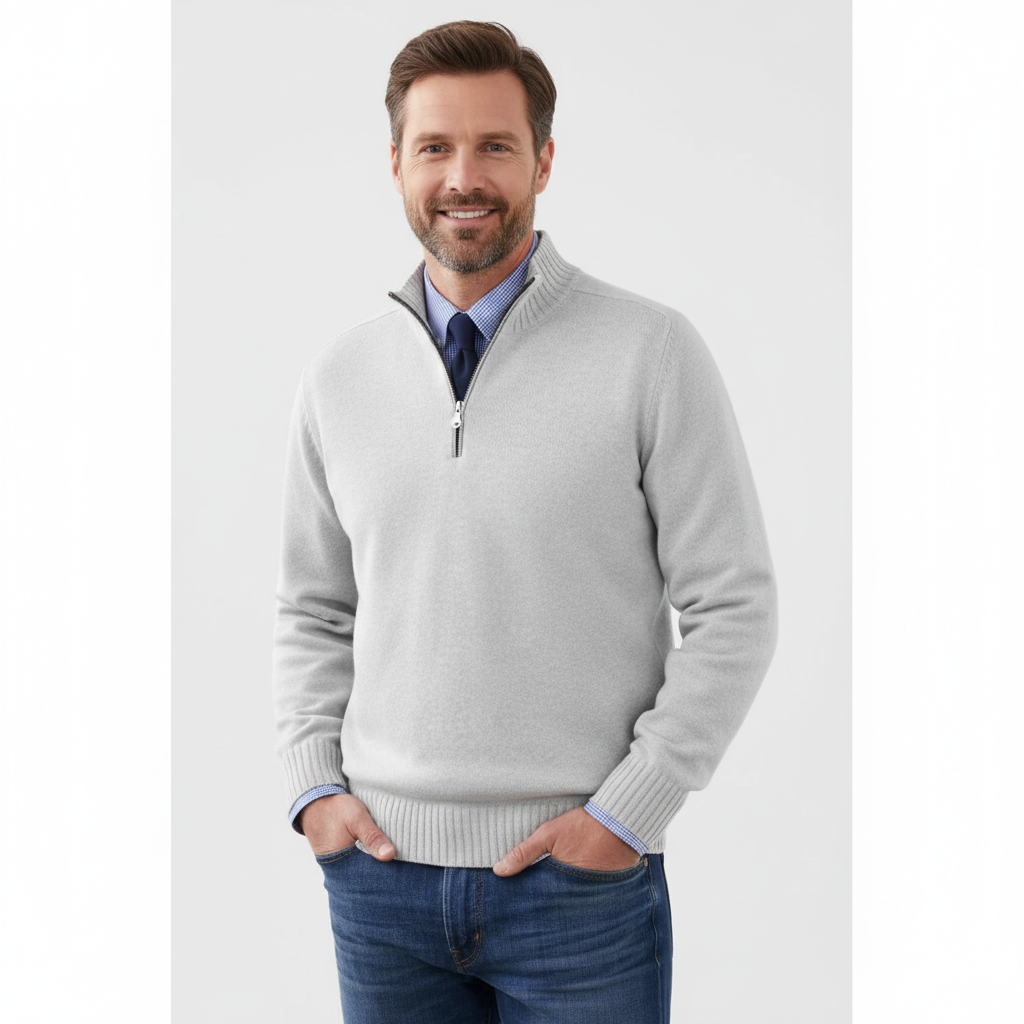 Maglione Uomo mezza zip in maglia morbida, modello Brad — vista 4