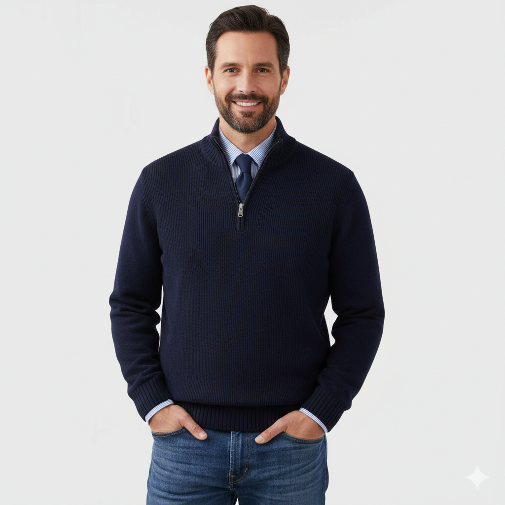 Maglione Uomo mezza zip in maglia morbida, modello Brad — vista 5
