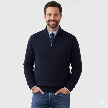 Maglione Uomo mezza zip in maglia morbida, modello Brad — vista 5