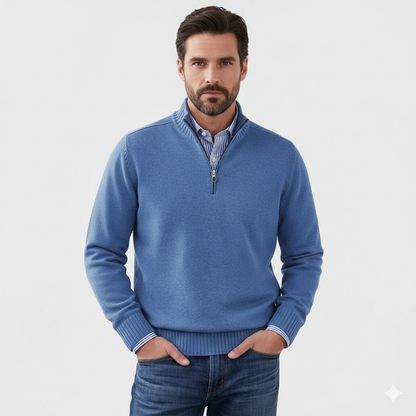 Maglione Uomo mezza zip in maglia morbida, modello Brad — vista 6