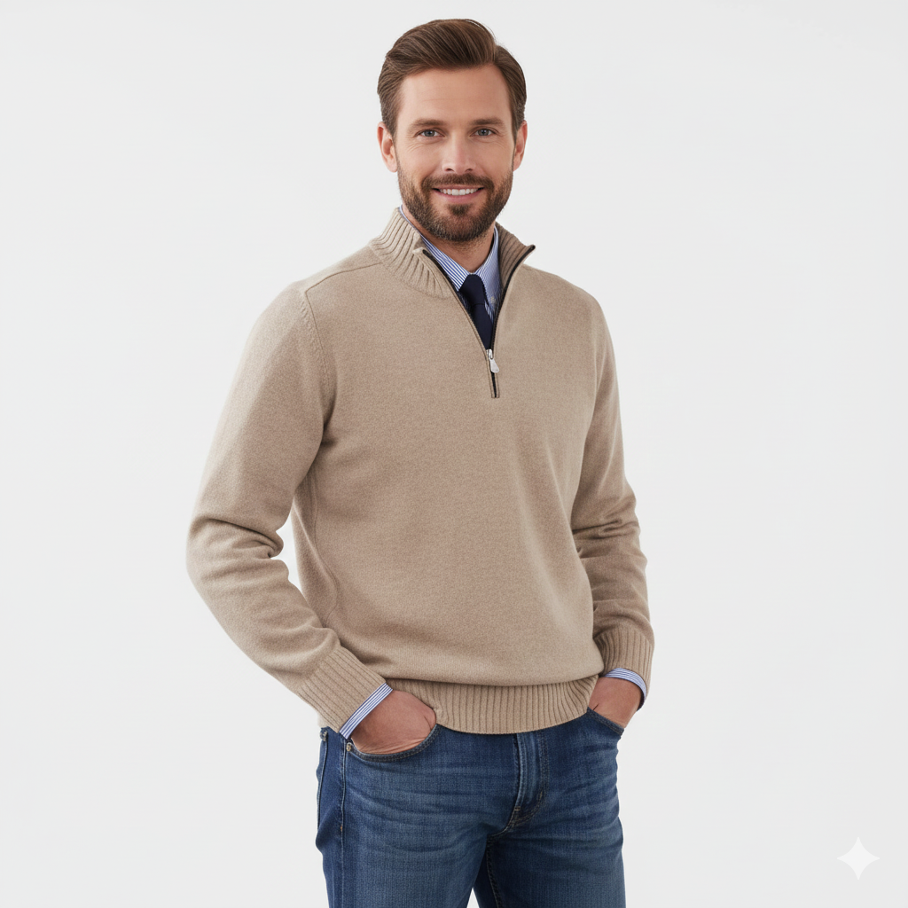 Maglione Uomo mezza zip in maglia morbida, modello Brad — vista 7
