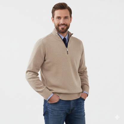 Maglione Uomo mezza zip in maglia morbida, modello Brad — vista 7