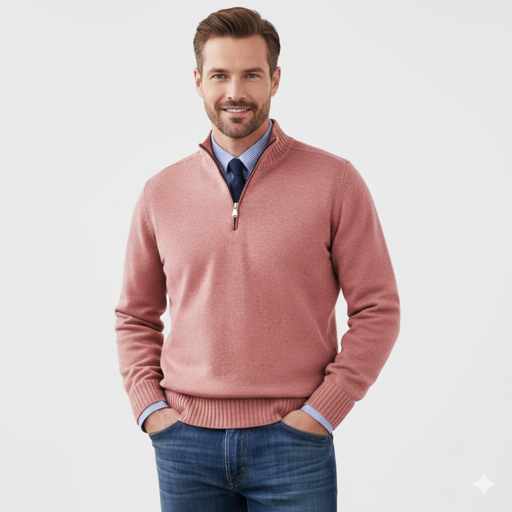 Maglione Uomo mezza zip in maglia morbida, modello Brad — vista 8