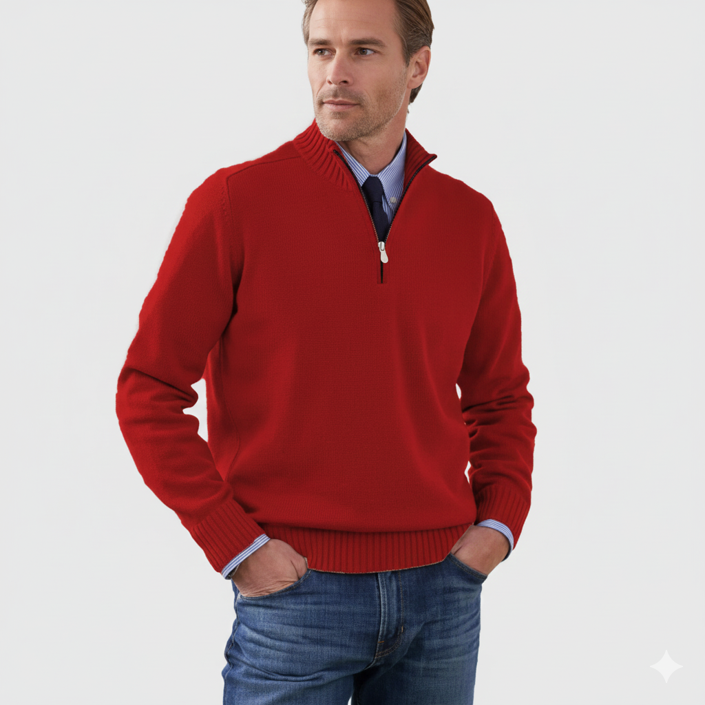 Maglione Uomo mezza zip in maglia morbida, modello Brad