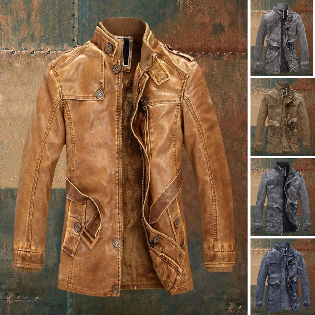 Shon Giacca Uomo Cuir Vintage – Style Rétro Elegante con Doublure Chaude & Boutons Classiques