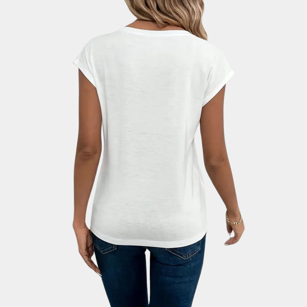 Nahla T-shirt Donna – Scollo a V, Tissu Leggero & Respirant per Comfort Quotidien