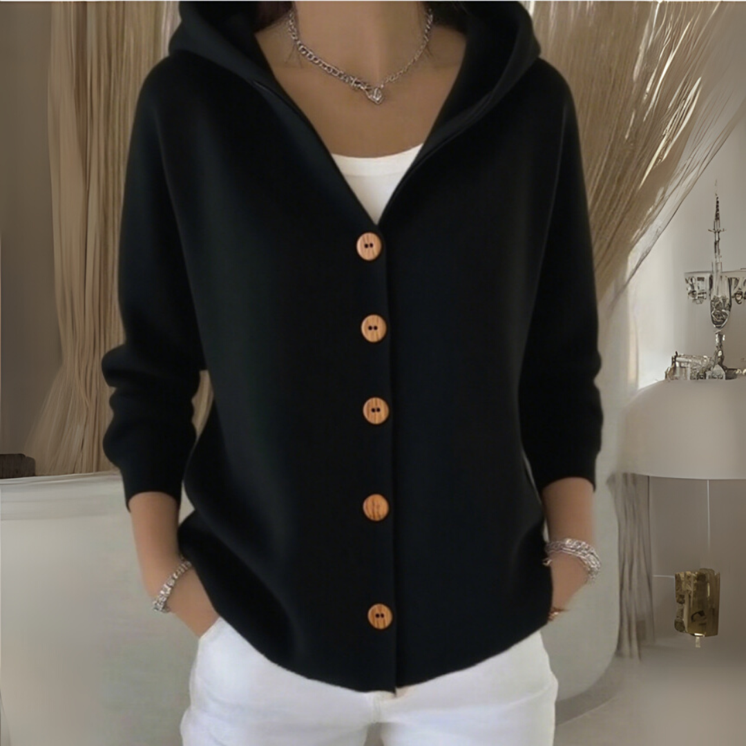 Rosie Cardigan a Capuche in Tricot per Donna – Linea Droite Chaleureuse a l’Aspect Cachemire