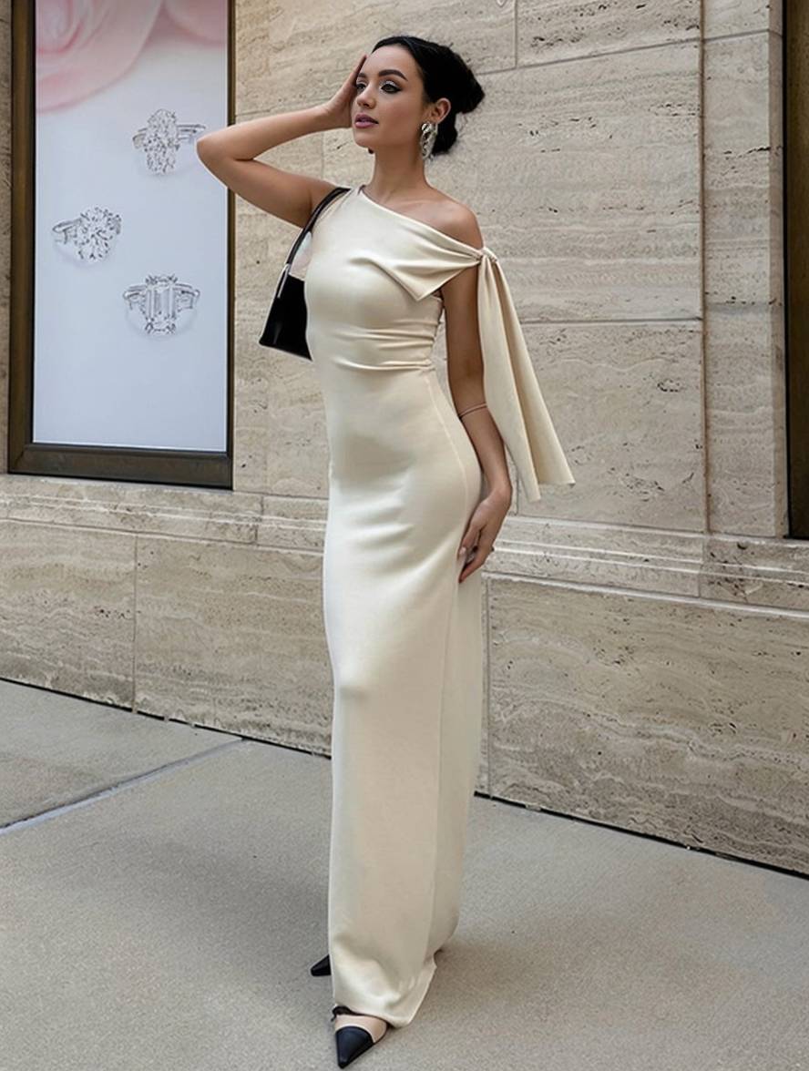 Winona Abito di Soirée Donna – Elegante Abito Longue Unilatérale Senza Maniche al Design Uni