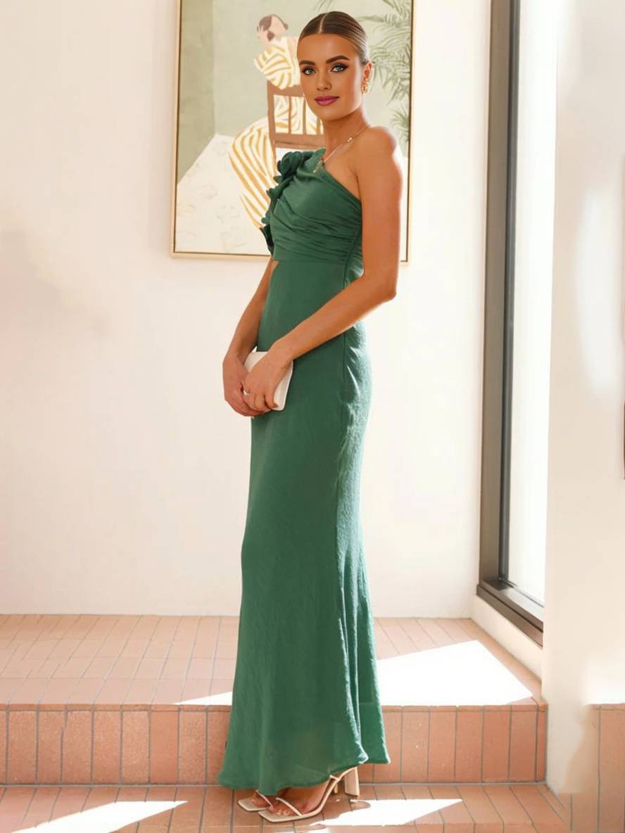 Shamine Abito di Soirée Donna – Longue Abito Asymétrique a Une Épaule con Découpes Eleganti e Senza Maniche