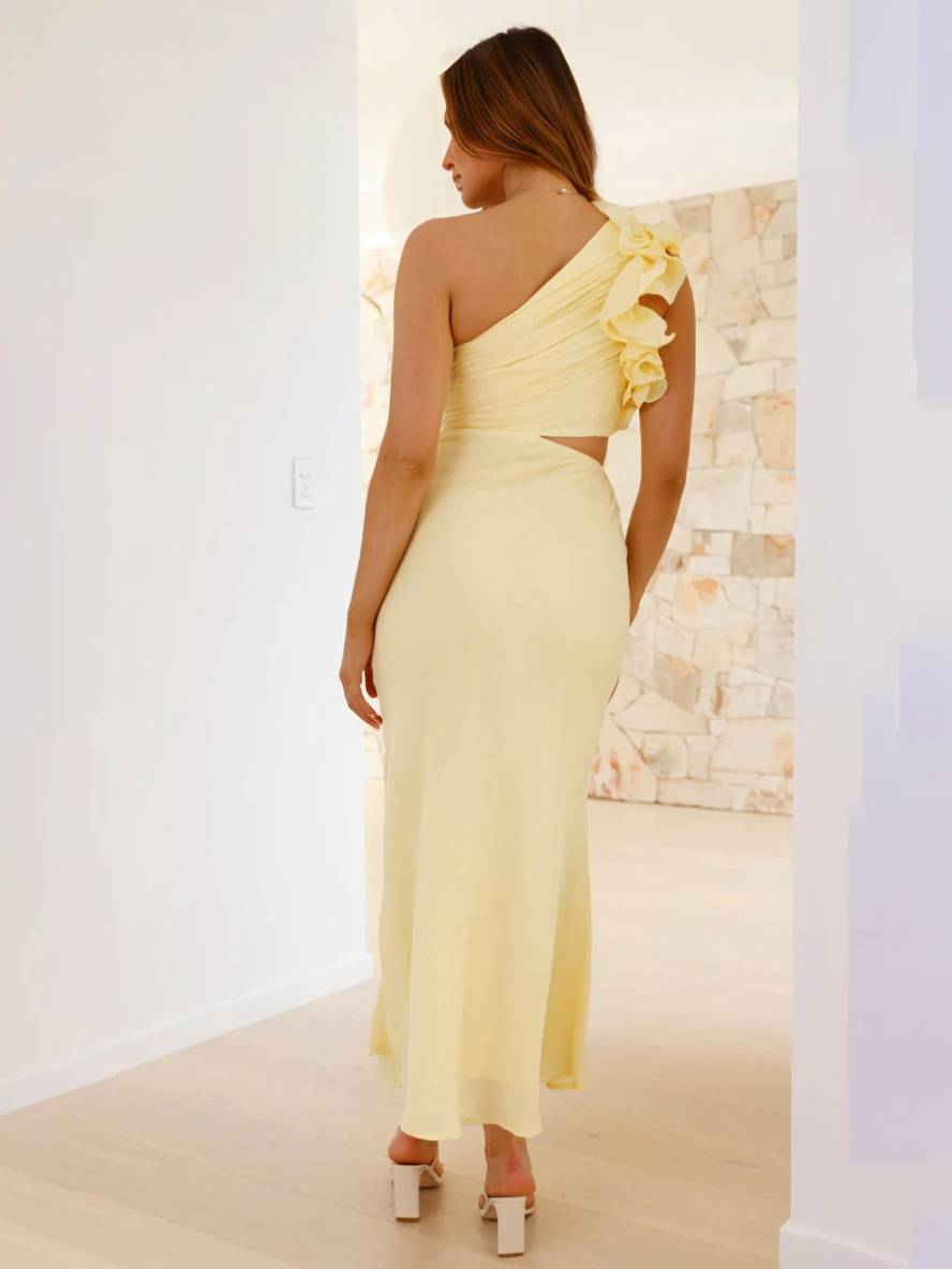 Shamine Abito di Soirée Donna – Longue Abito Asymétrique a Une Épaule con Découpes Eleganti e Senza Maniche