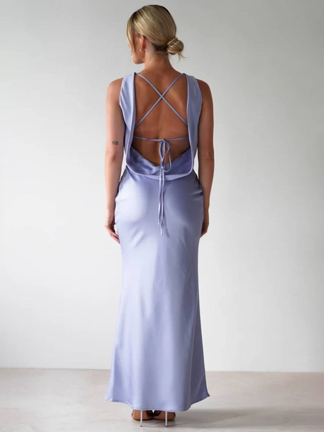 Yvette Abito di Soirée Donna – Longue Abito Senza Maniche con Dos Ouvert & Girocollo per Gala