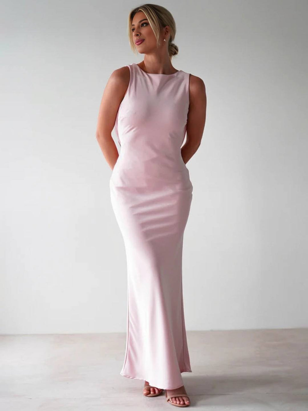 Yvette Abito di Soirée Donna – Longue Abito Senza Maniche con Dos Ouvert & Girocollo per Gala