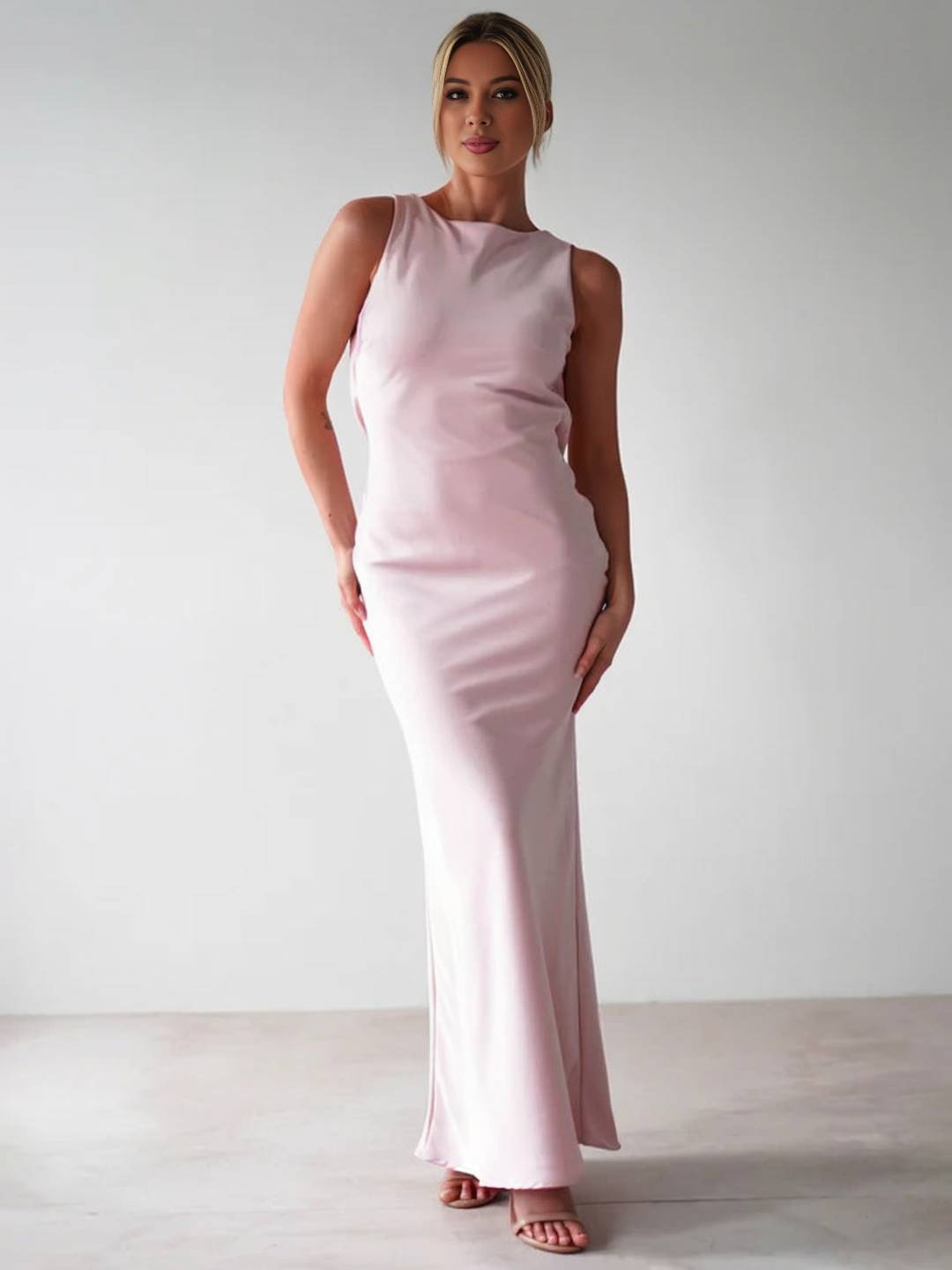 Yvette Abito di Soirée Donna – Longue Abito Senza Maniche con Dos Ouvert & Girocollo per Gala