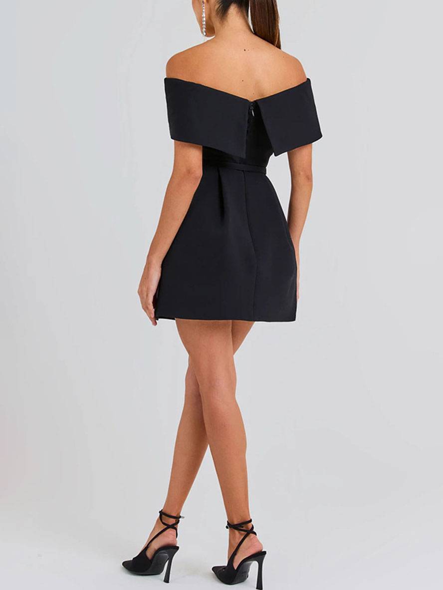 Haziel Abito di Cocktail Donna – Abito Patineuse Senza Maniche con Encolure Bateau, Ceinture & Linea Elegante