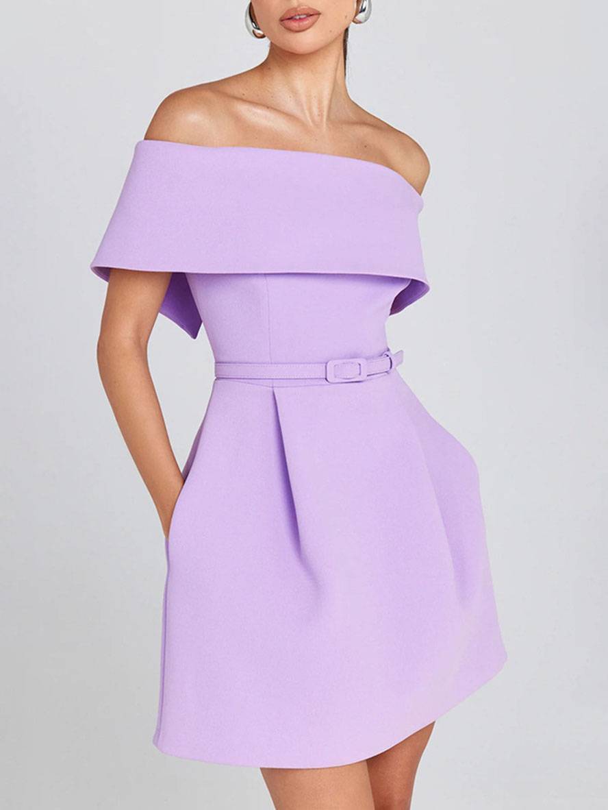 Haziel Abito di Cocktail Donna – Abito Patineuse Senza Maniche con Encolure Bateau, Ceinture & Linea Elegante