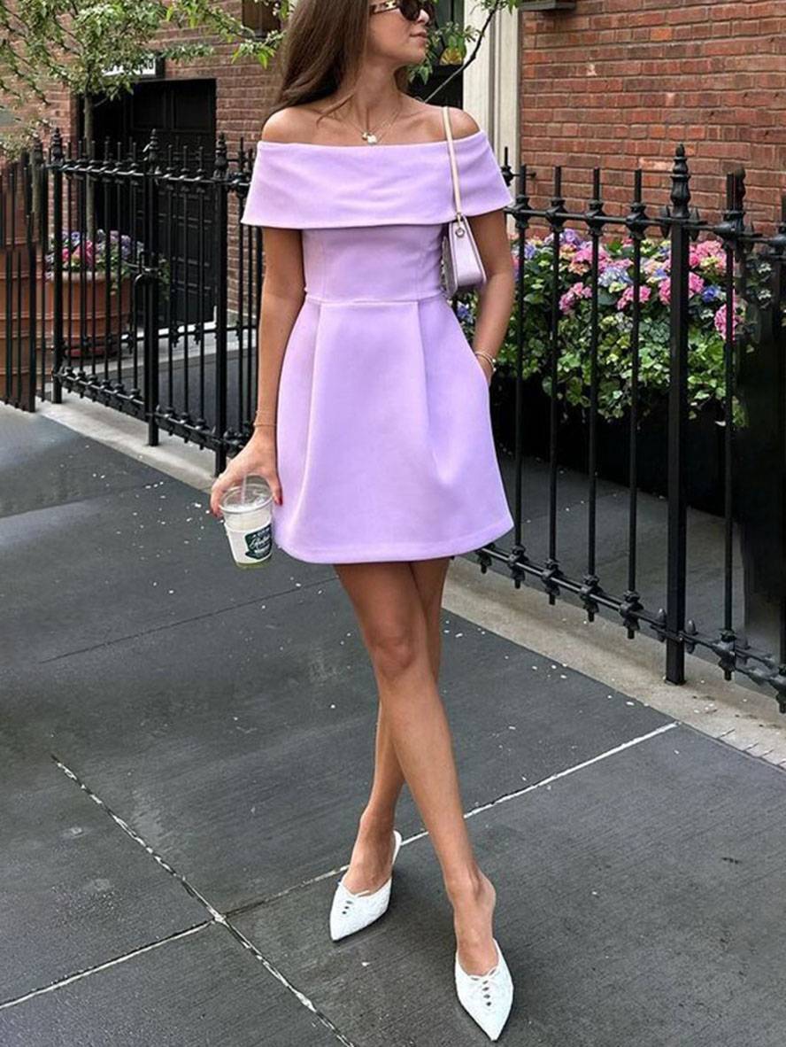 Haziel Abito di Cocktail Donna – Abito Patineuse Senza Maniche con Encolure Bateau, Ceinture & Linea Elegante