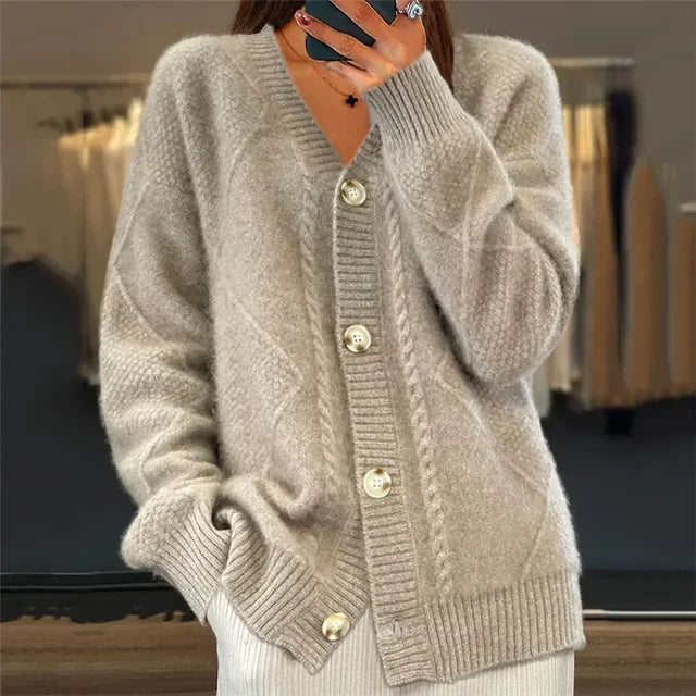 Lena Cardigan Donna – Cardigan in Cachemire Morbido a Boutons & Maniche Lunghe Eleganti