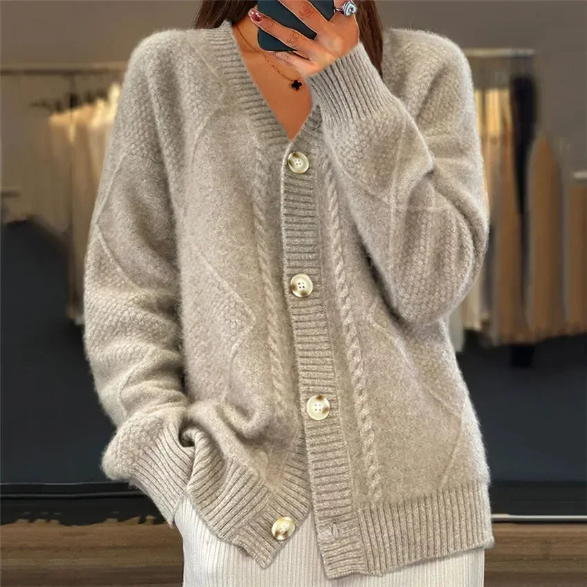 Lena Cardigan Donna – Cardigan in Cachemire Morbido a Boutons & Maniche Lunghe Eleganti