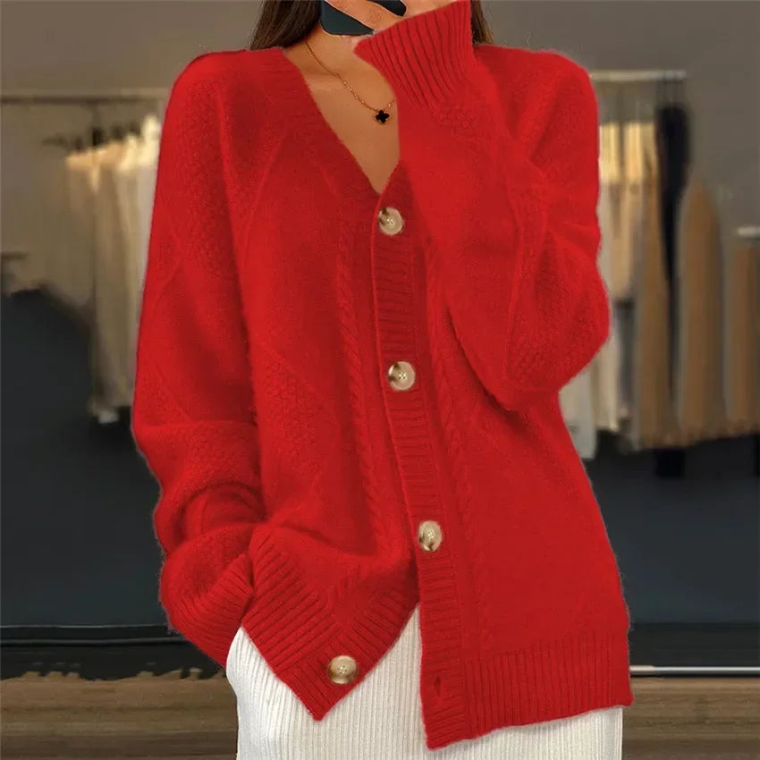 Lena Cardigan Donna – Cardigan in Cachemire Morbido a Boutons & Maniche Lunghe Eleganti