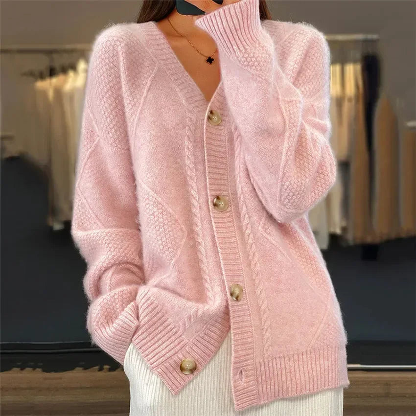 Lena Cardigan Donna – Cardigan in Cachemire Morbido a Boutons & Maniche Lunghe Eleganti