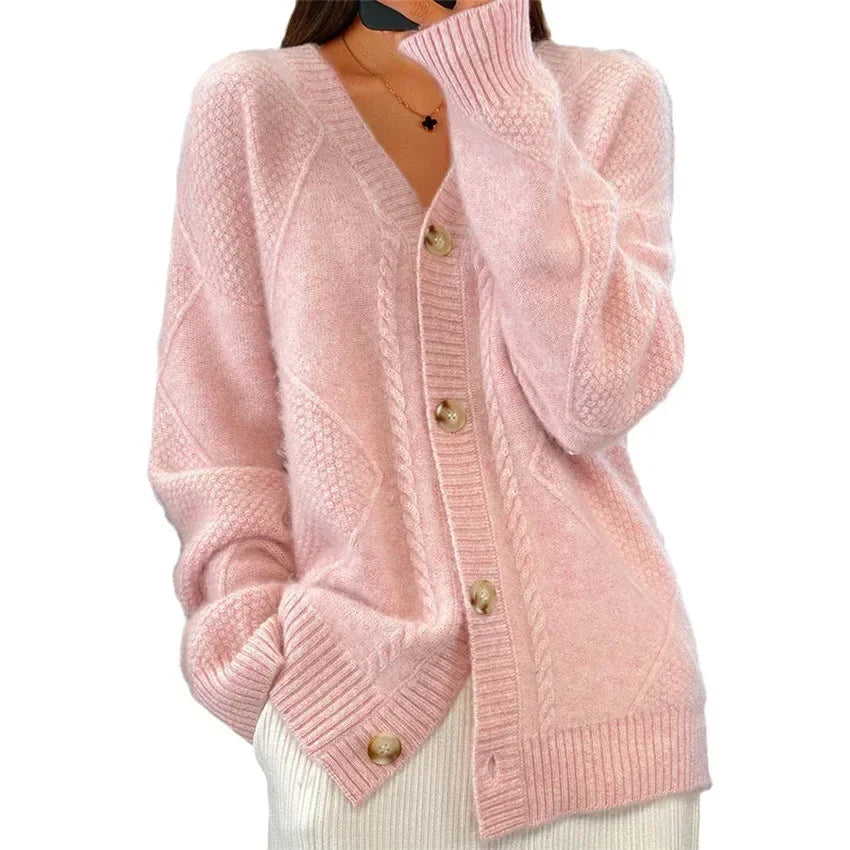 Lena Cardigan Donna – Cardigan in Cachemire Morbido a Boutons & Maniche Lunghe Eleganti