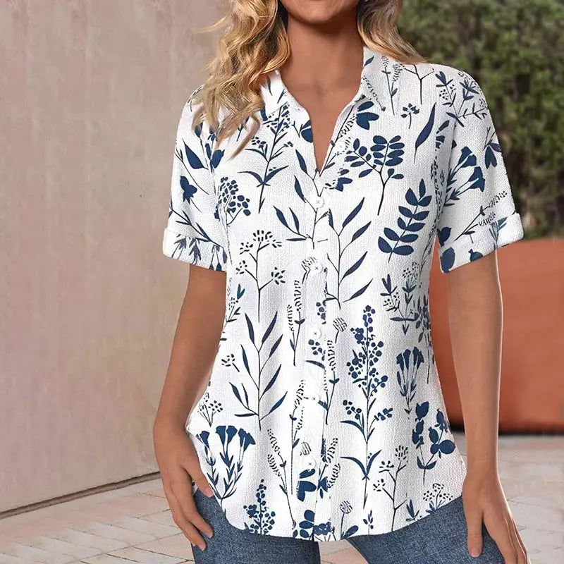 Matilda Blusa Donna – Blusa a Fiori Leggera, Maniche Corte & Style Chic