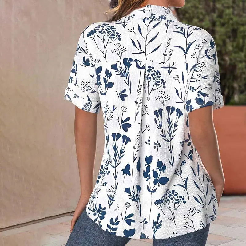Matilda Blusa Donna – Blusa a Fiori Leggera, Maniche Corte & Style Chic