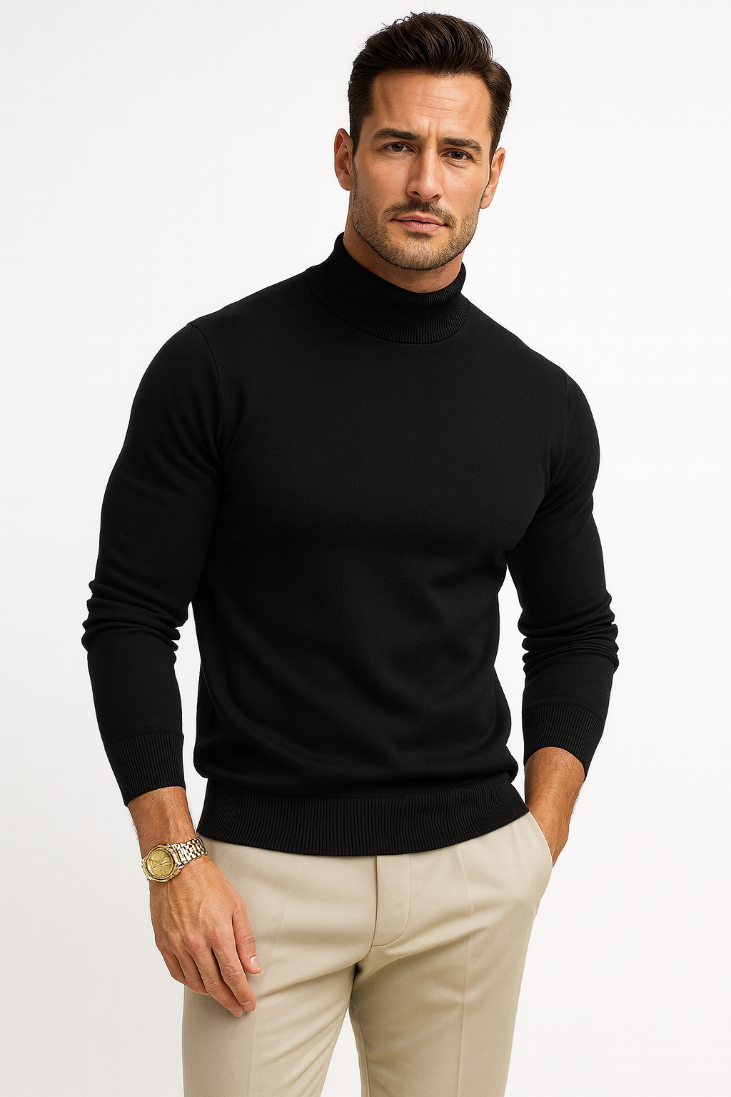 Maglione Dolcevita Uomo in maglia premium, modello Leonardo — vista 8