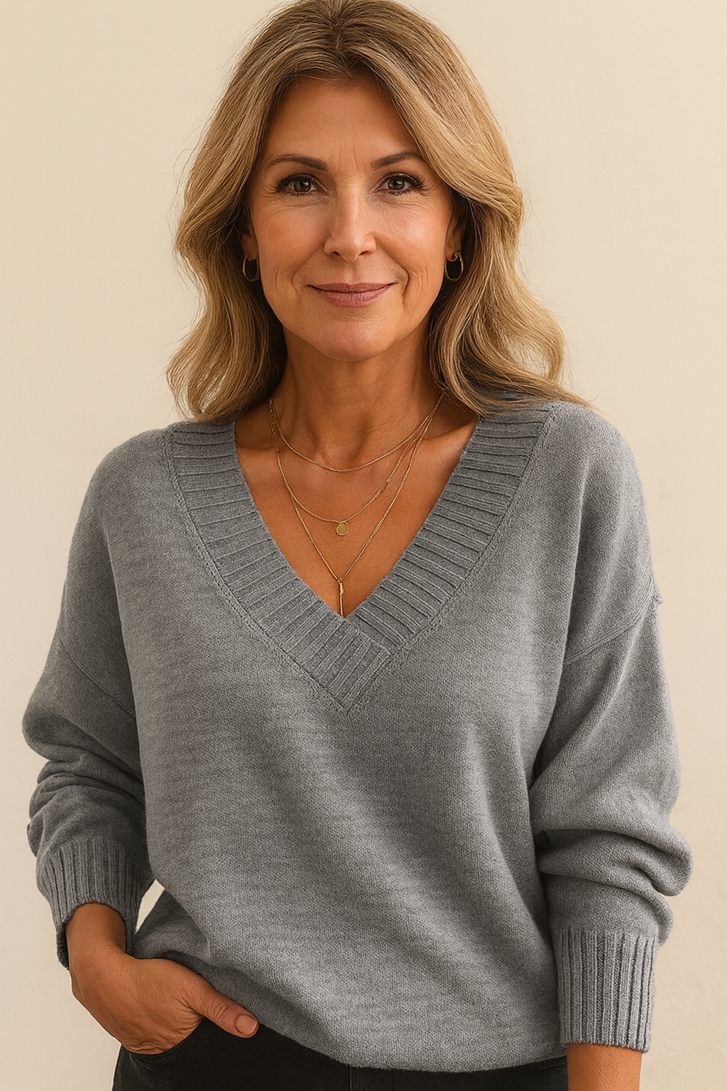 Zeyann Maglione in Cachemire a Scollo a V Donna – 100 % Cachemire Premium con Linea Morbida, Chaude e Classique