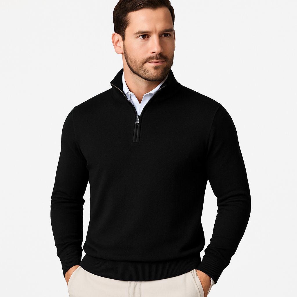 Maglione Uomo collo zip in misto cotone, modello Zane — vista 9