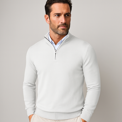 Maglione Uomo collo zip in misto cotone, modello Zane — vista 21