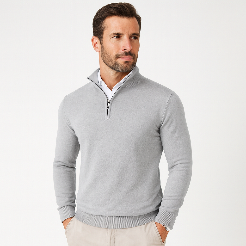 Maglione Uomo collo zip in misto cotone, modello Zane — vista 14