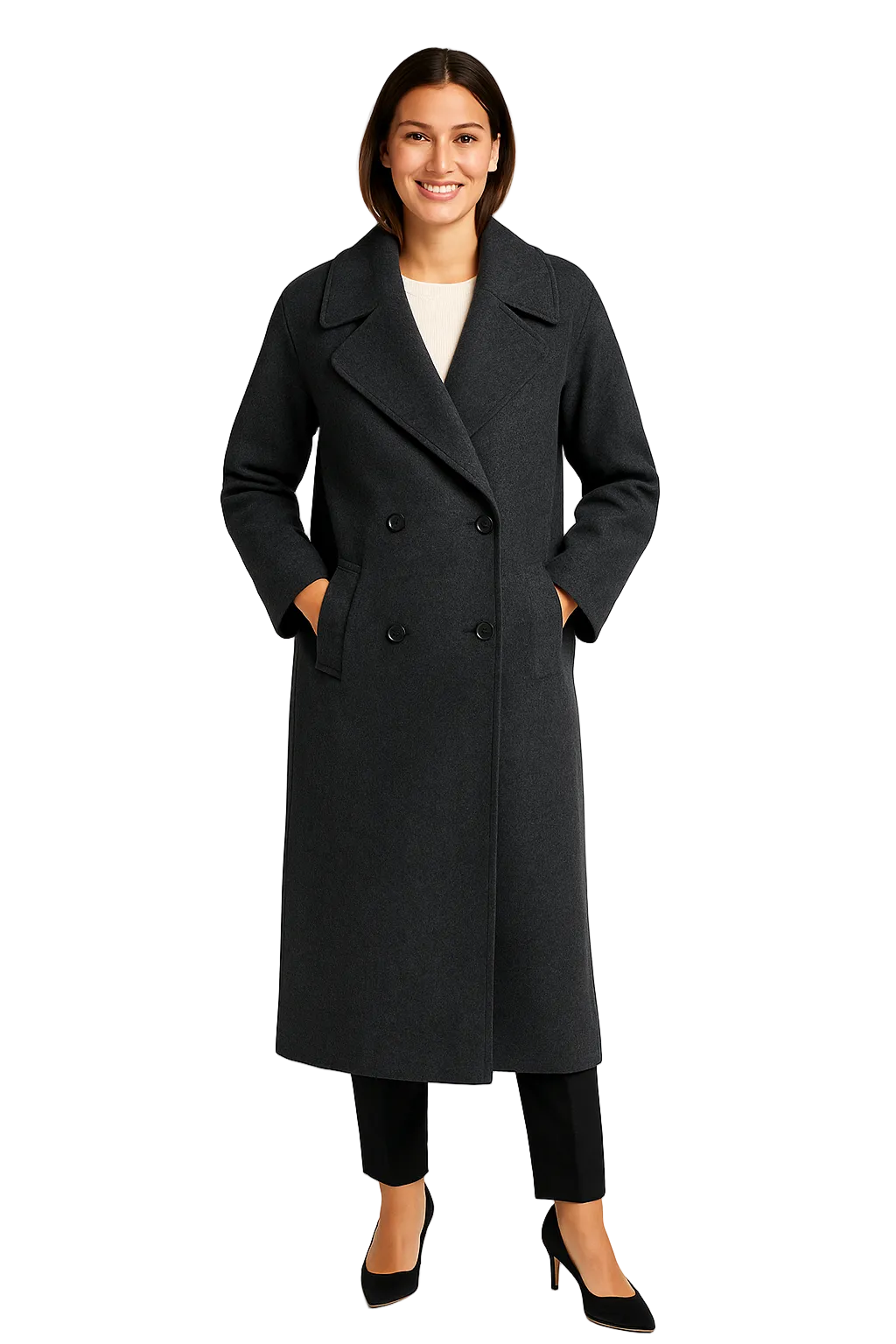 Sofia Cappotto Donna Long in Lana – Cappotto Elegante a Double Boutonnage & Col Classique