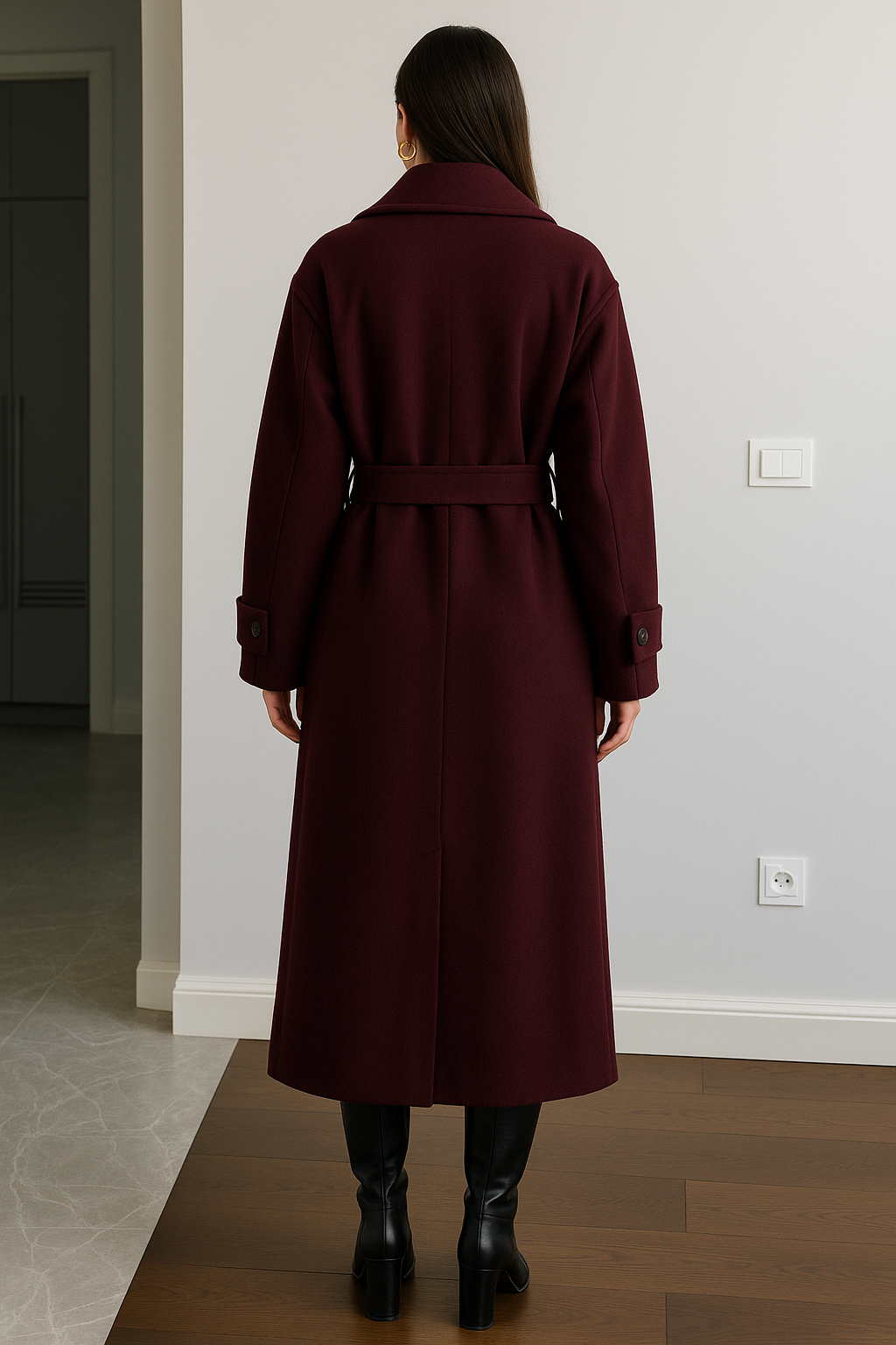 Victoria Cappotto Oversize Donna – Cappotto Lana Mélangée Burgundy Linea Elegante