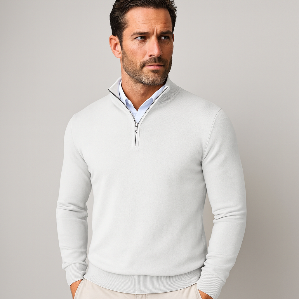 Maglione Uomo collo zip in misto cotone, modello Zane — vista 19