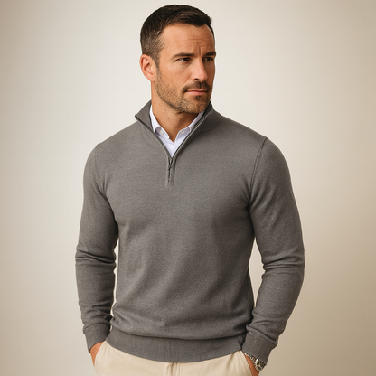 Maglione Uomo collo zip in misto cotone, modello Zane — vista 20