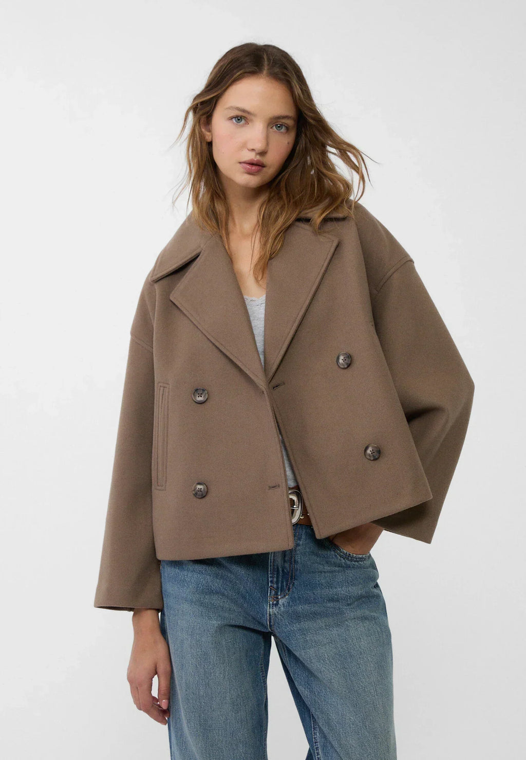 Olivia Donna Cappotto – Chic Cappotto Court Croisé a Boutons Eleganti & Style Moderne